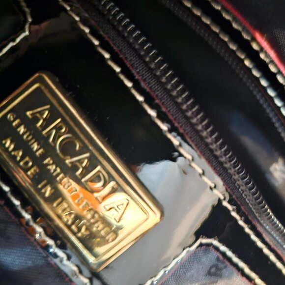 Arcadia Italian Black Patent Leather Satchel - Authentic - Picture 5 of 6